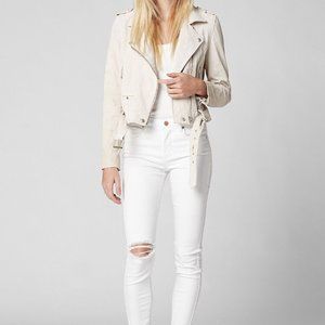 Blank NYC Women's Med. Moto Jacket Cream colored Leather NWT